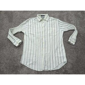 Vintage Nautica Button Up Shirt Mens 16 1/2 Vertical Stripe Made in‎ Hong Kong